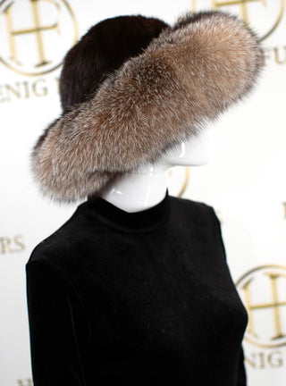 Mink Fur Hat with Fox Fur Trim.