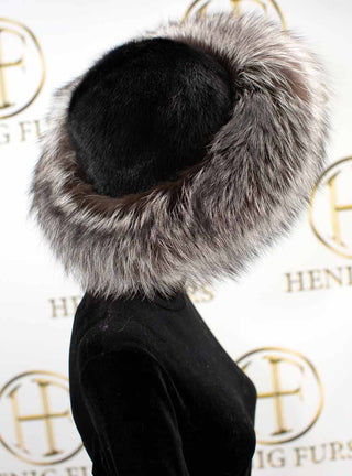 Mink Fur Hat with Fox Fur Trim.