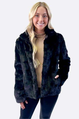 ranch sectioned mink fur jacket with straight sleeves