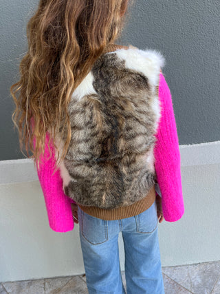 Children's Natural Brown Rabbit Fur Vest