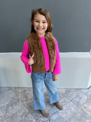 Children's Brown Rabbit Fur Vest