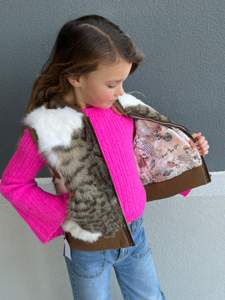 Children's Natural Brown Rabbit Fur Vest