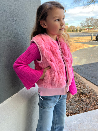 Children's Pink Rabbit Fur Vest