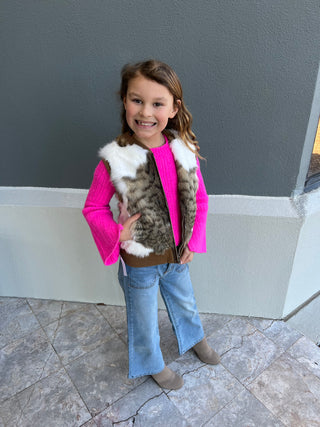 Children's Natural Brown Rabbit Fur Vest