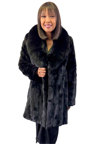 ranch sectioned mink fur stroller with fox fur collar