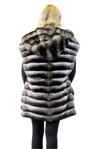 natural chinchilla fur vest with hood - fur clearance