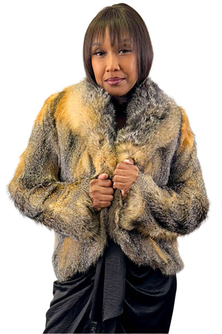 natural gray fox fur bolero jacket