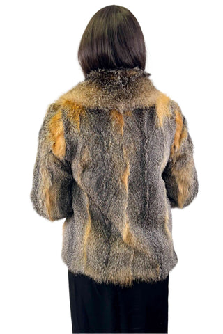 natural gray fox fur bolero jacket