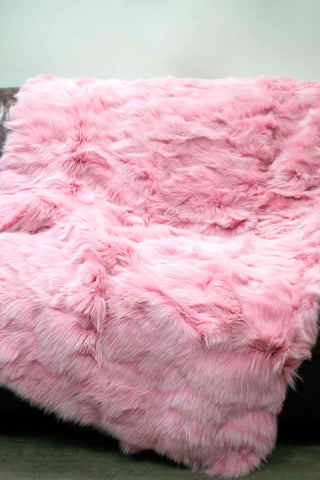 pink sectioned fox fur throw