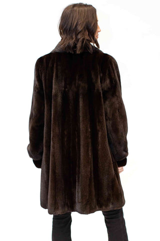 women's mahogany mink fur stroller with shawl collar & bracelet cuffs