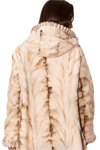 beige cross reversible sheared mink fur jacket with hood