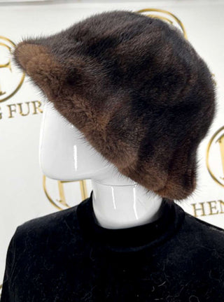 mahogany mink fur bucket hat