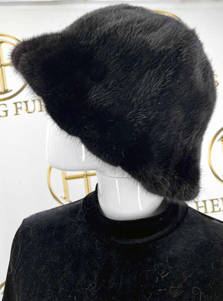 ranch mink fur bucket hat