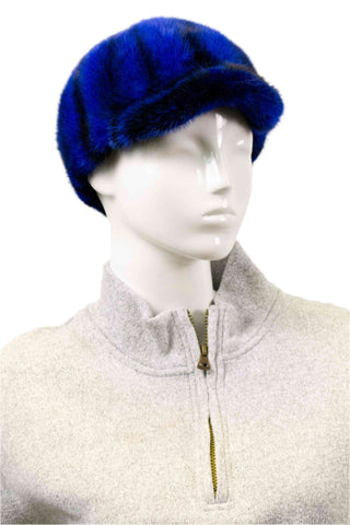 blue mink fur baseball cap