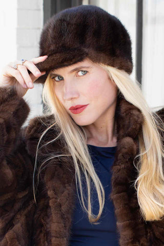 Women's Mink Fur Baseball Cap.