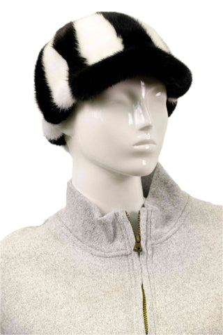 ranch and white mink fur baseball cap