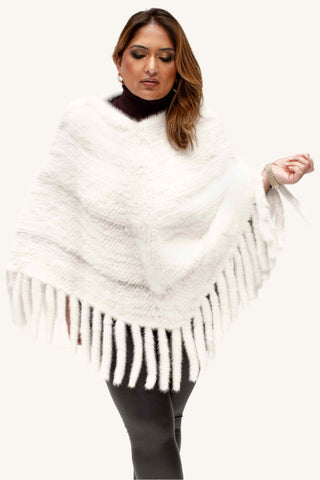 black cross knitted mink fur poncho