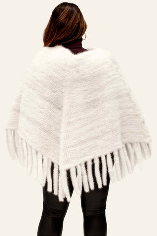 black cross mink fur poncho