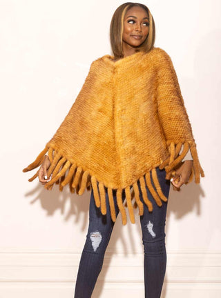 Whisky Knitted Mink Fur Poncho