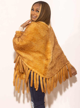 Whisky Knitted Mink Fur Poncho