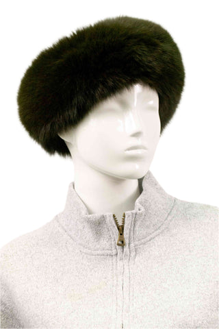 hunter green fox fur headband