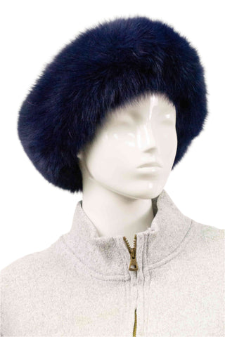 navy blue fox fur headband