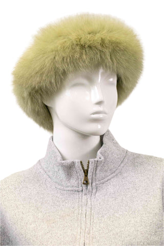 pistachio fox fur headband