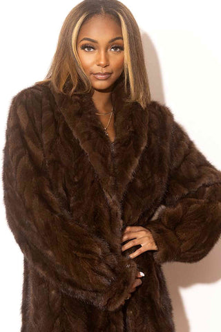 mahogany sectioned mink fur jacket