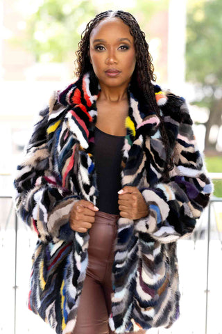 multicolor mink fur jacket