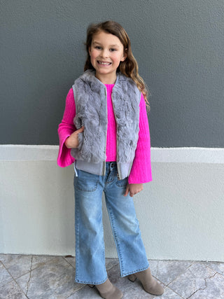 Children's Grey Rabbit Fur Vest