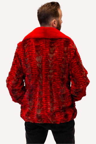 men's red sheared mink fur bomber jacket