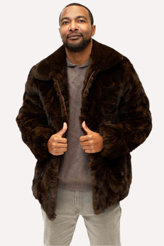 Men's mahogany Mink Fur Bomber Jacket.