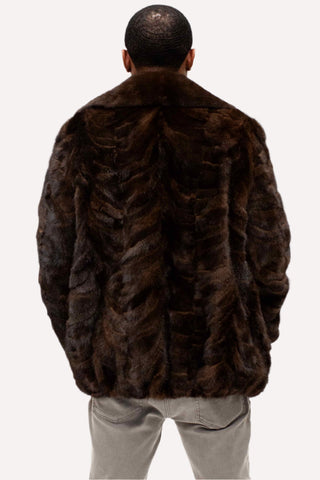 Men's mahogany Mink Fur Bomber Jacket.