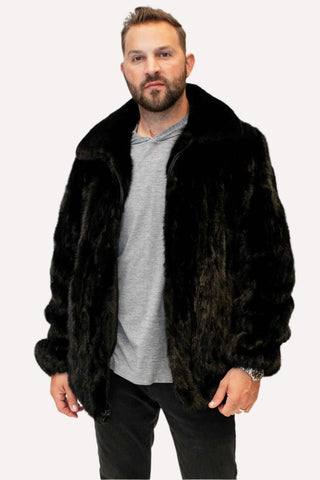 Men's ranch Mink Fur Bomber Jacket.