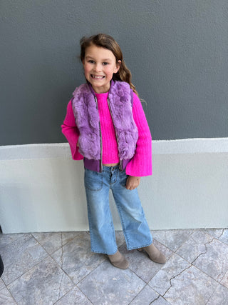 Children's Purple Rabbit Fur Vest