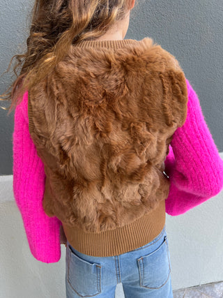 Children's Brown Rabbit Fur Vest