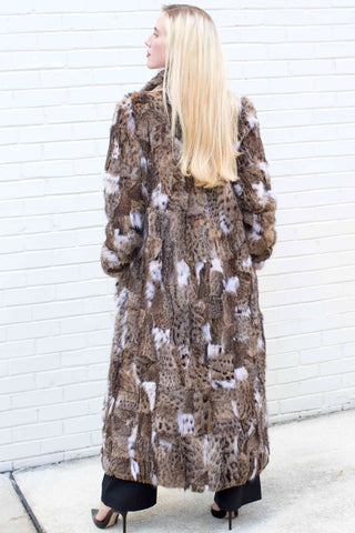 women's sectioned bobcat & lynx fur coat