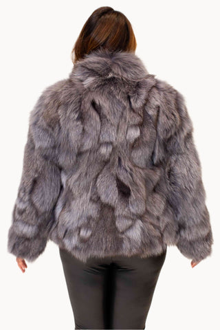 charcoal sectioned fox fur jacket