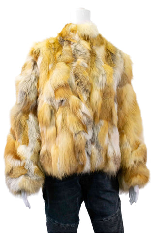 natural red fox fur jacket