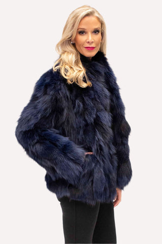 navy fox fur jacket