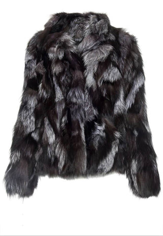 silver sectioned fox fur jacket