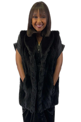 ranch chevron sectioned mink fur vest with shawl collar