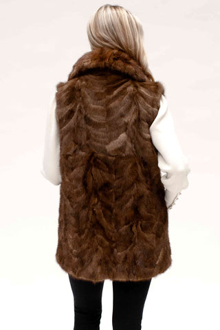 demi buff mink fur vest with shawl collar