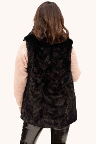 women's ranch mink fur vest with shawl collar