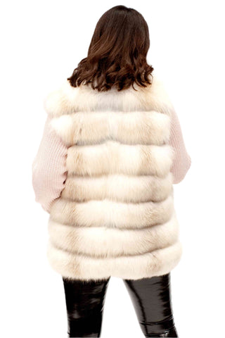 fawn fox fur vest with horizontal pattern