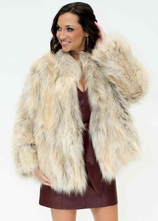 women's sectioned coyote fur jacket