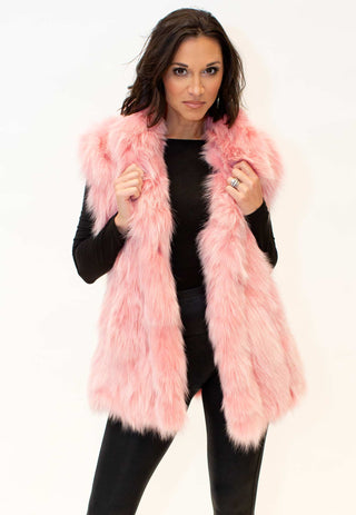 Pink Sectioned Fox Fur Vest