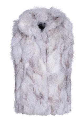 white sectioned fox fur vest