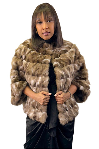 sectioned sable & white fur cape