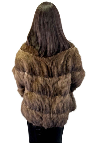 sectioned sable fur cape with 3/4 length sleeves